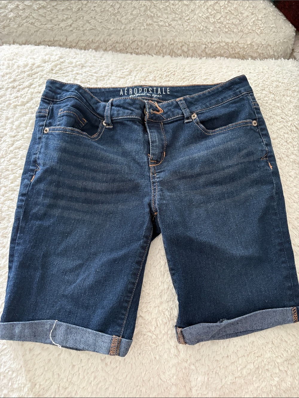 Aeropostale Dark Indigo Rolled Hem Denim Shorts - Picture 1 of 1
